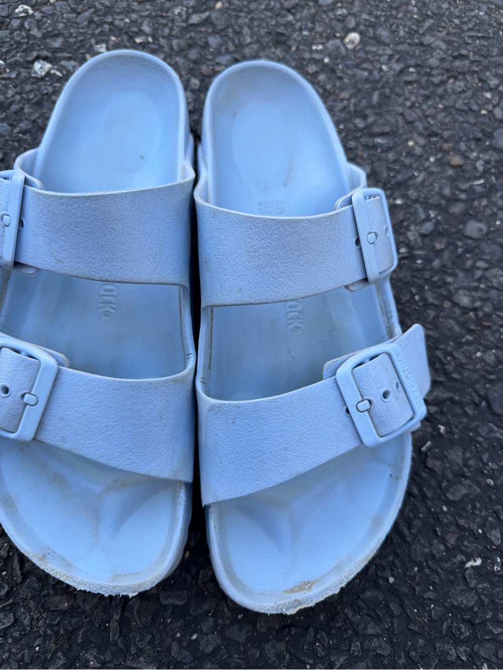 Birkenstock Two-Strap Slide Sandals in Light Blue - Picture 2 of 6